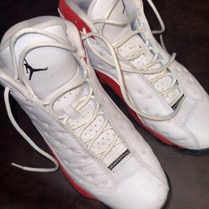 Jordan Men's White and Red Sneakers